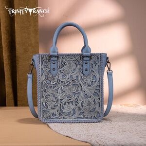 Trinity Ranch Floral Tooled Collection Tote/Crossbody-Jean NWT